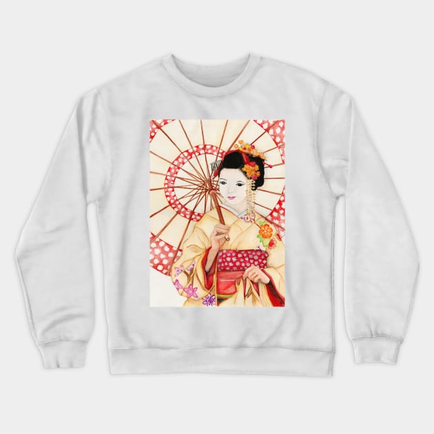 Watercolor - Japanese geisha Crewneck Sweatshirt by Karoのkyuuto